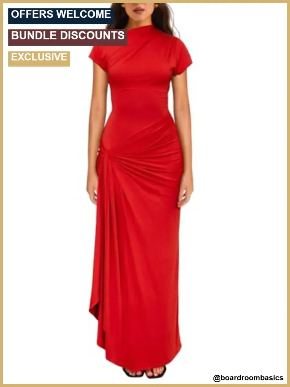 Short Sleeve Ruched Split Maxi Dress Formal Party Bodycon
